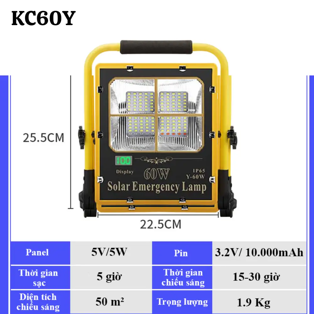 Đèn khẩn cấp năng lượng mặt trời 60W KC60Y (USB) 6462 Đèn khẩn cấp năng lượng mặt trời 60W KC60Y (USB)