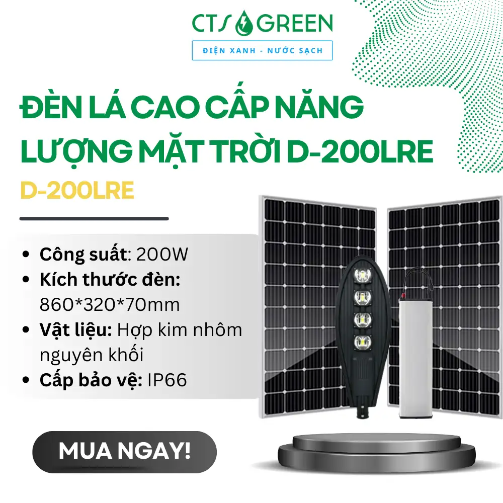 Đèn lá cao cấp năng lượng mặt trời D-200LRE