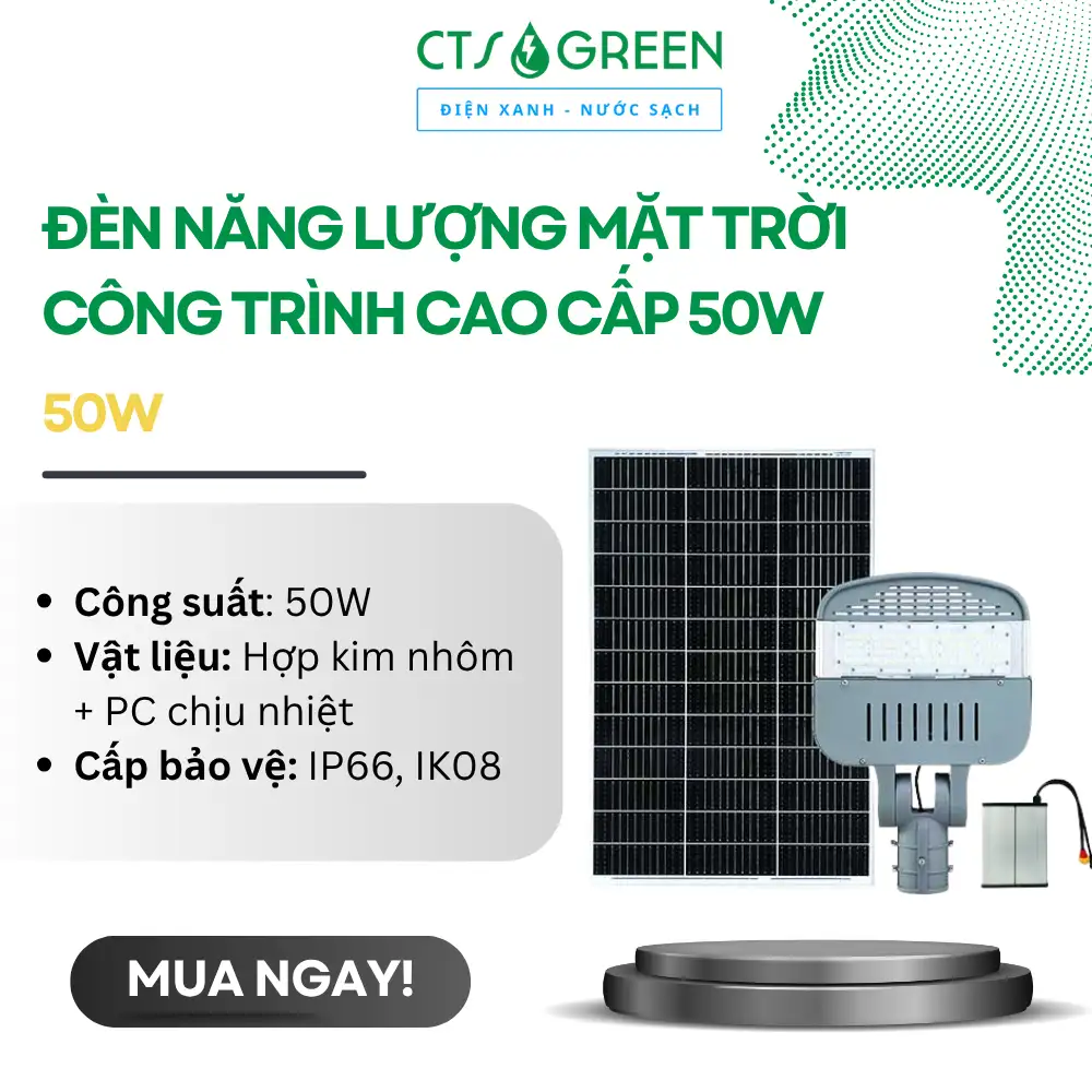 Đèn năng lượng mặt trời công trình cao cấp 50W