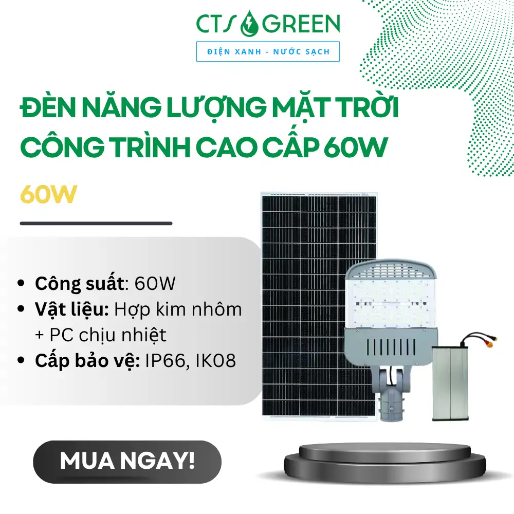 Đèn năng lượng mặt trời công trình cao cấp 60W