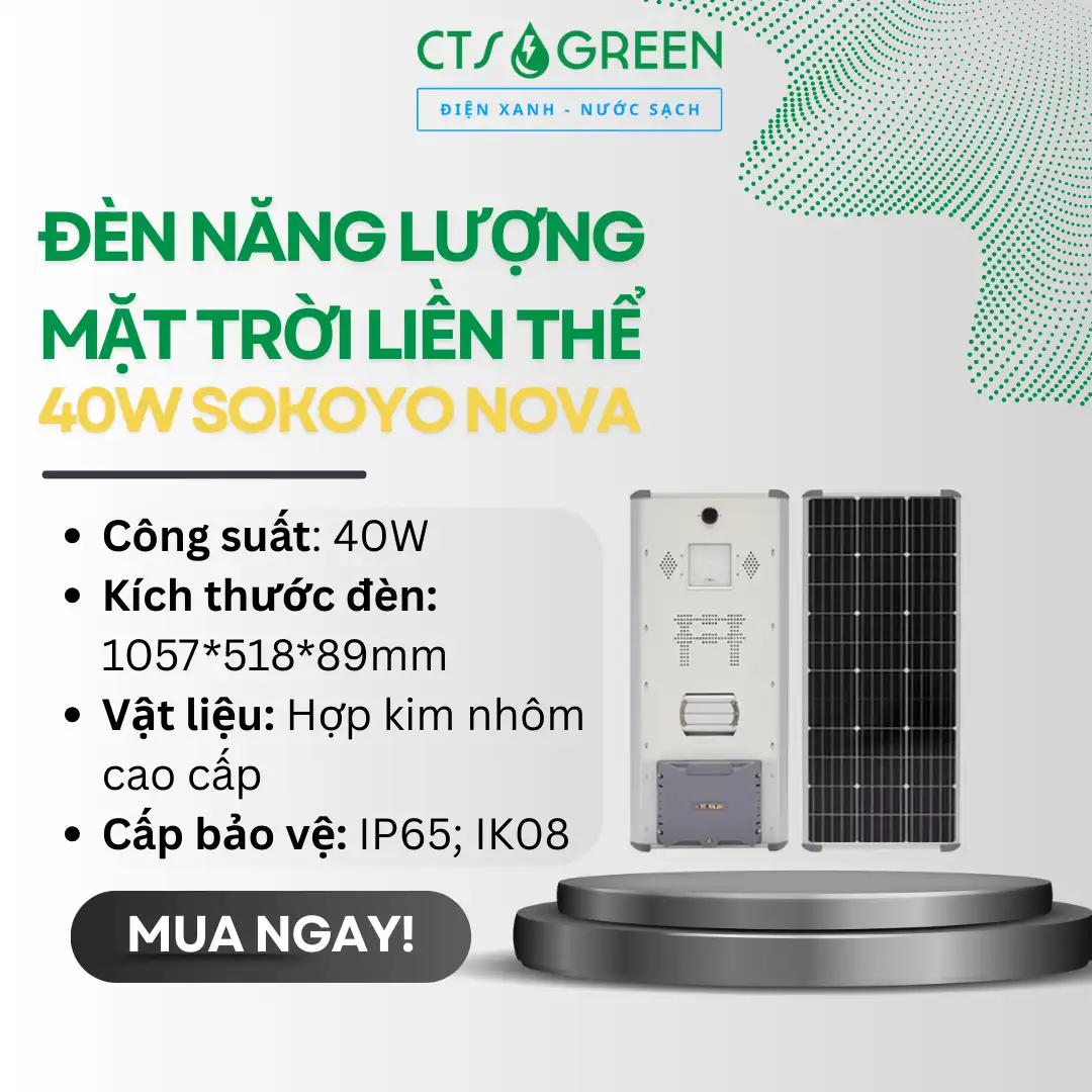 Đèn năng lượng mặt trời liền thể 40W SOKOYO NOVA