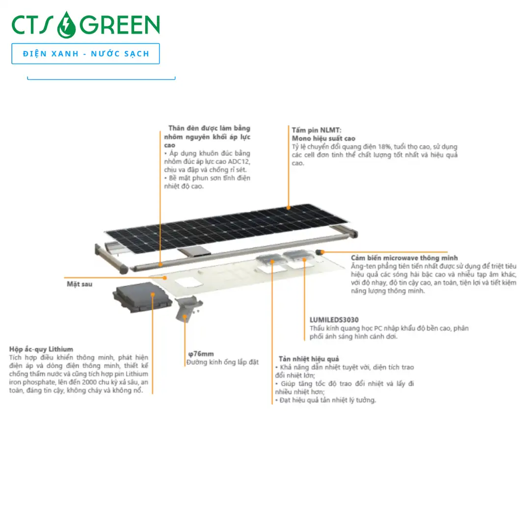 Đèn năng lượng mặt trời liền thể 40W SOKOYO NOVA 4016 Đèn năng lượng mặt trời liền thể 40W SOKOYO NOVA