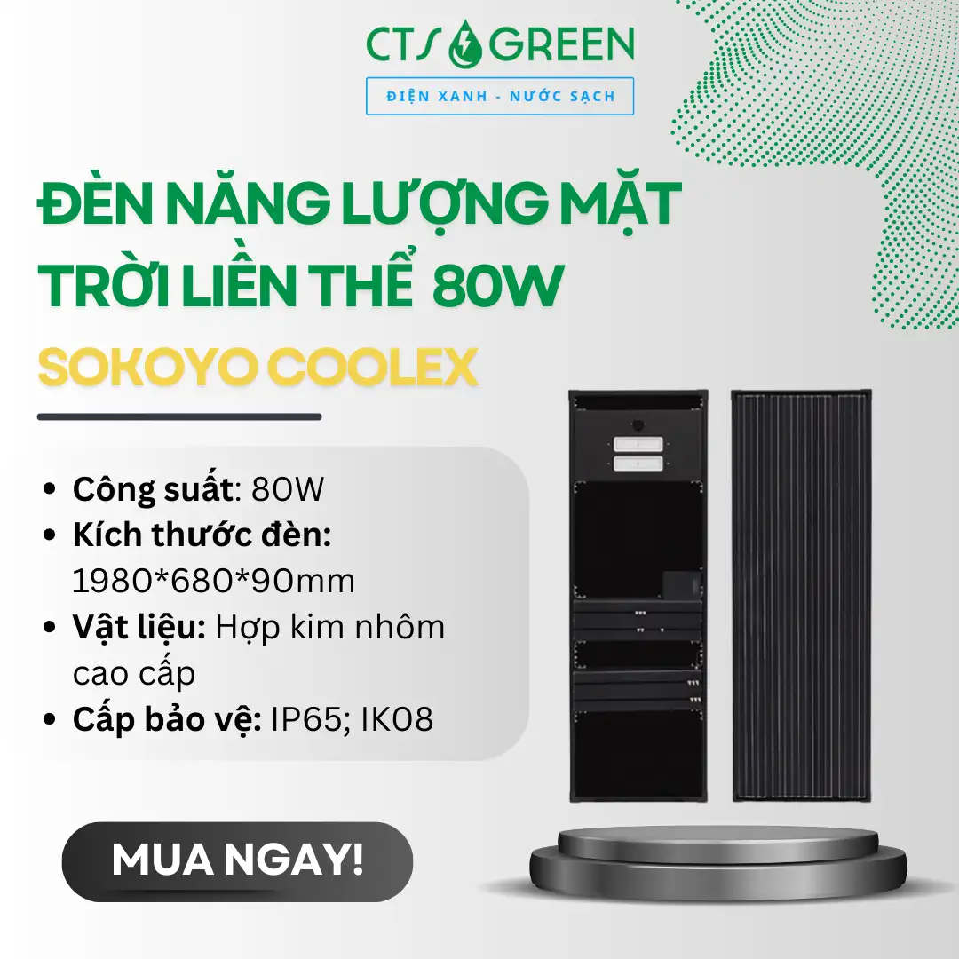 Đèn năng lượng mặt trời liền thể 80W SOKOYO COOLEX