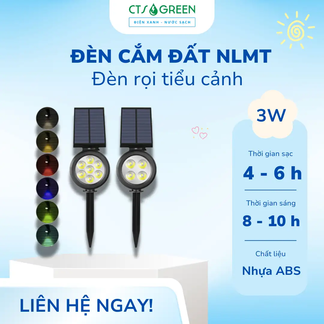 Đèn rọi tiểu cảnh sân vườn năng lượng mặt trời RC07-RGB