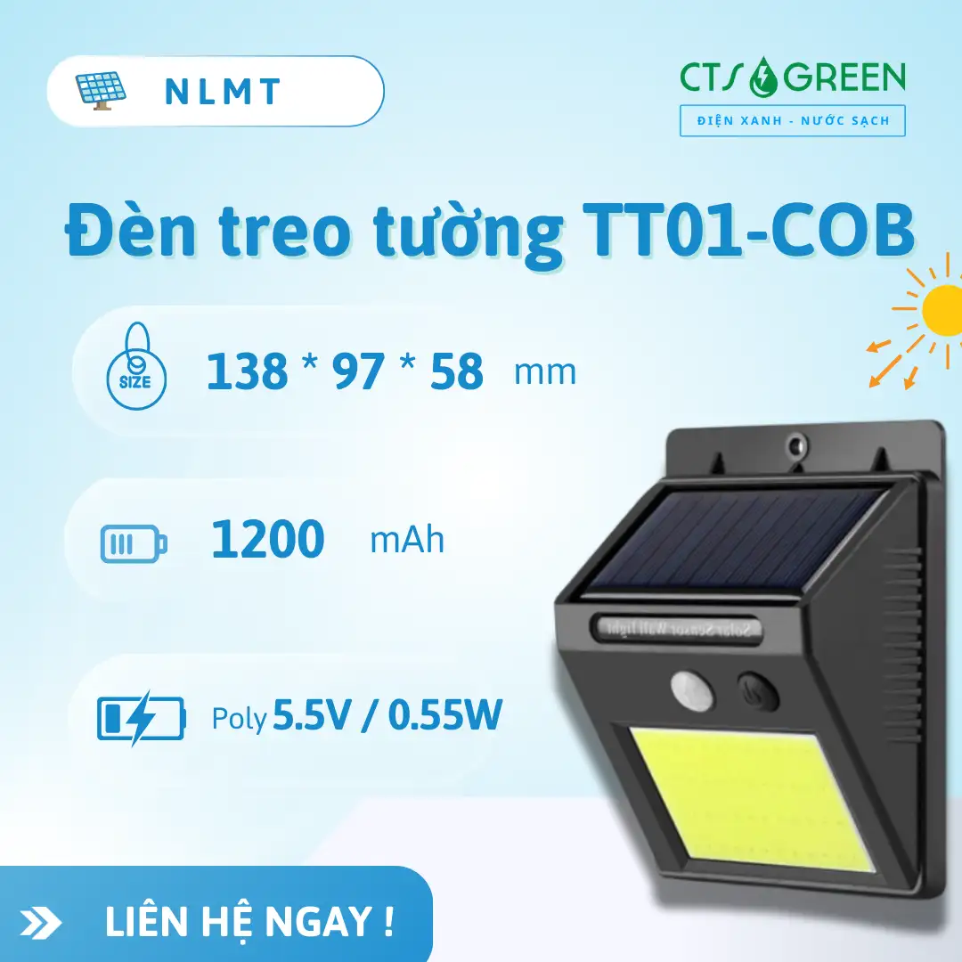 Đèn treo tường năng lượng mặt trời TT01 - COB