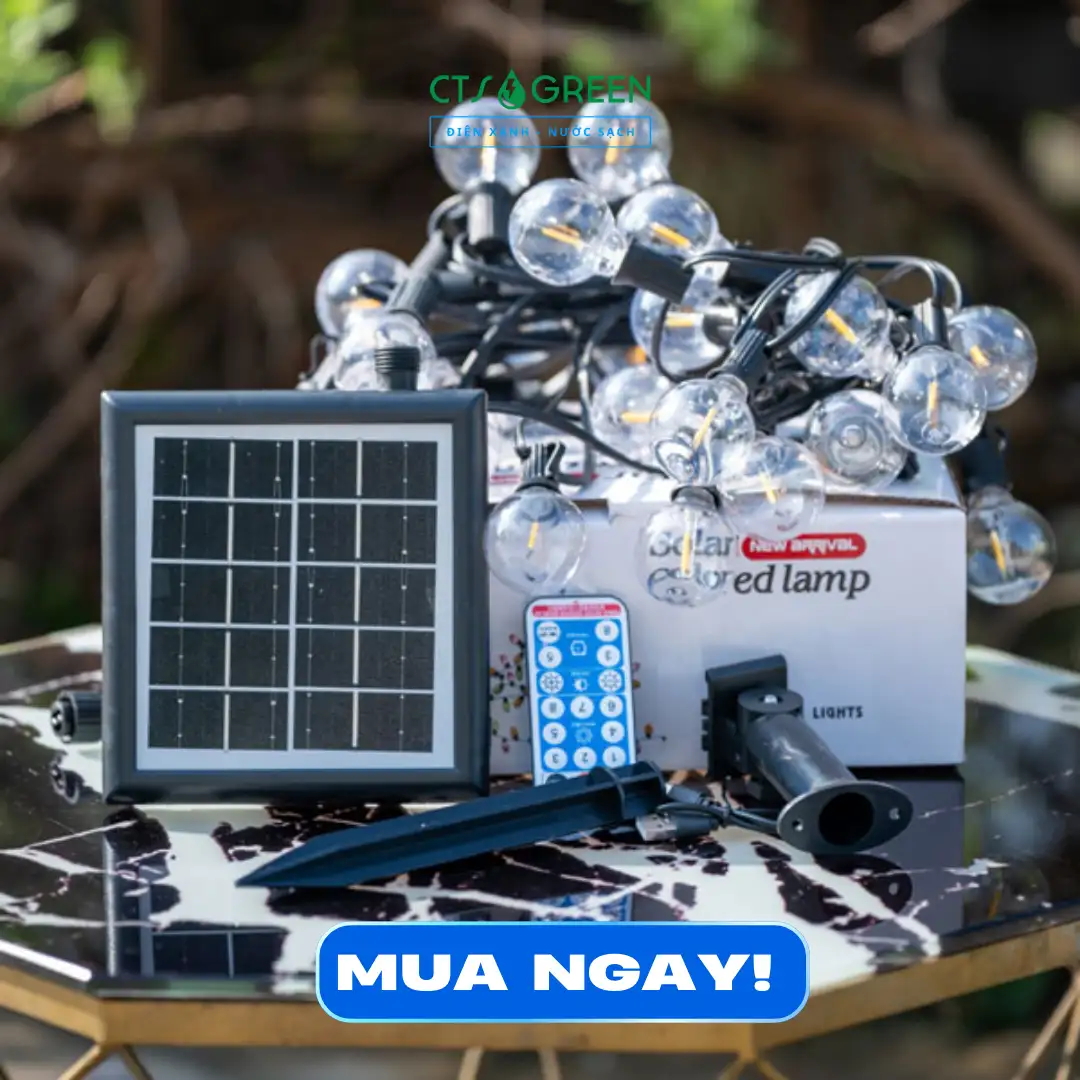 Dây đèn LED Edison 25 bóng tròn năng lượng mặt trời LD13 - 10V 6640 Dây đèn LED Edison 25 bóng tròn năng lượng mặt trời LD13 - 10V