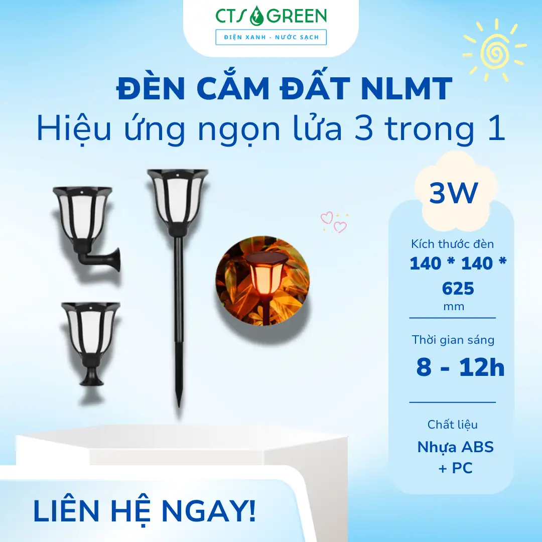 Đèn năng lượng mặt trời hiệu ứng ngọn lửa 3 trong 1 CD22-Flame