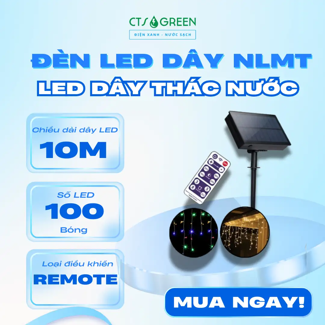 Đèn LED dây thác nước năng lượng mặt trời LD30 - 10V