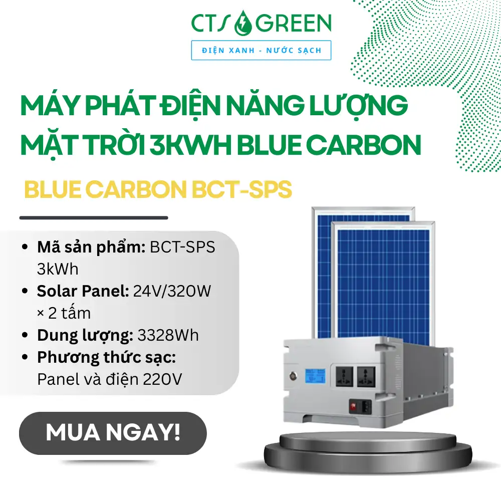Máy phát điện năng lượng mặt trời 3kWh Blue Carbon BCT-SPS