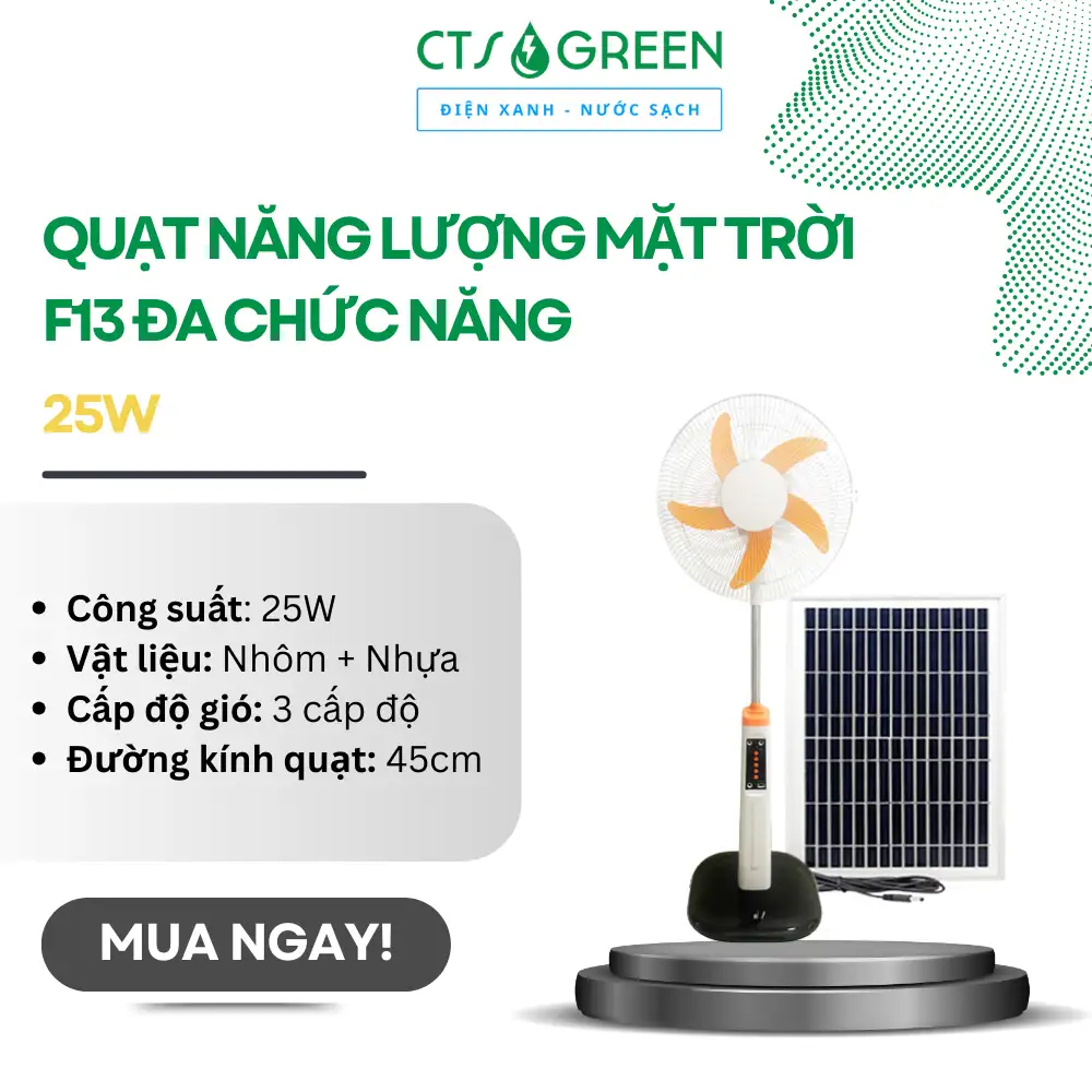 Quạt năng lượng mặt trời F13 đa chức năng