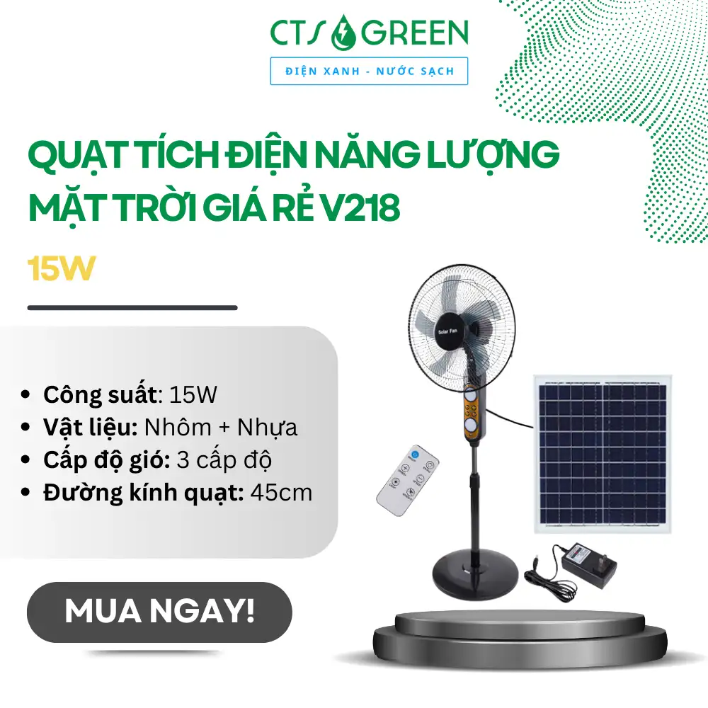 Quạt tích điện năng lượng mặt trời giá rẻ V218