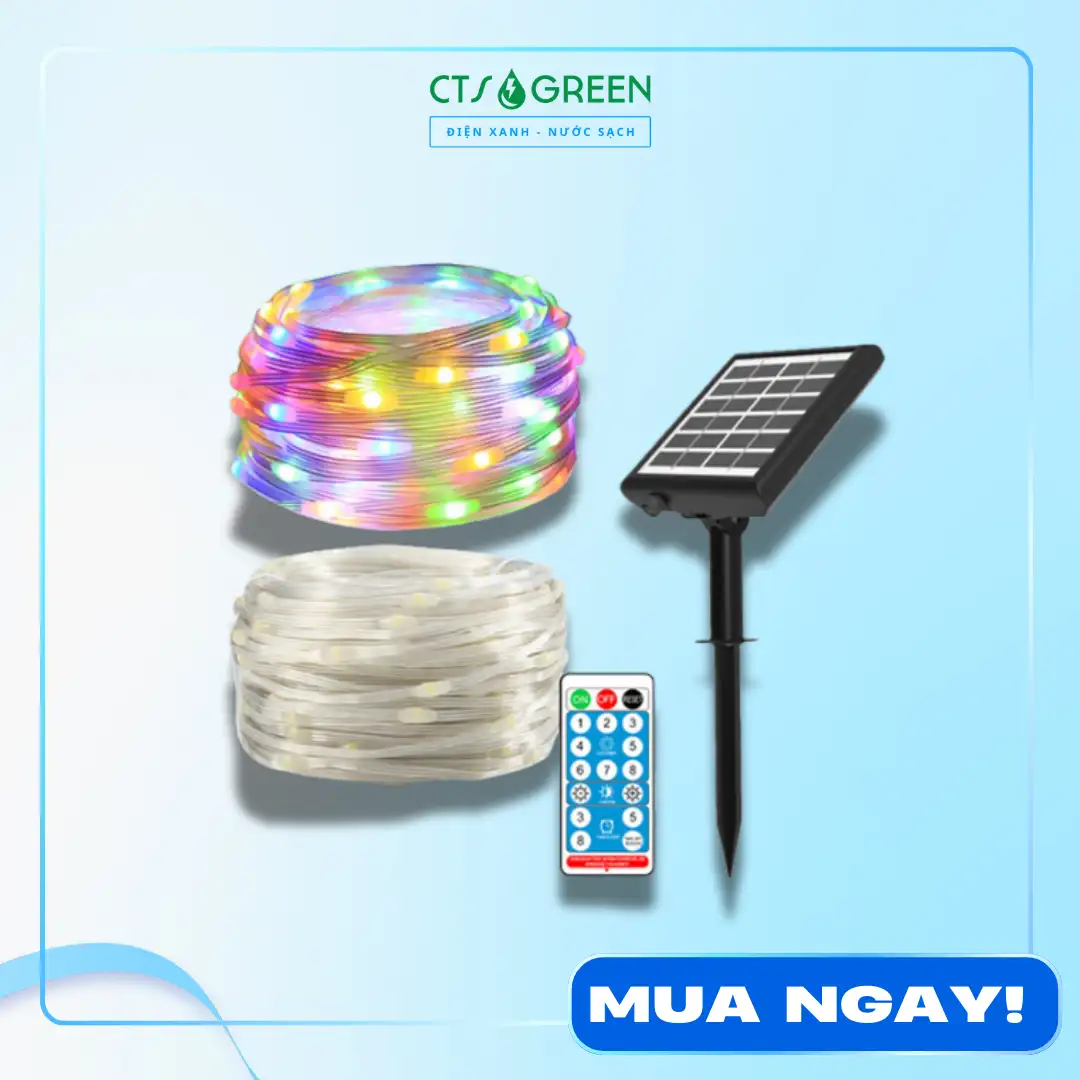 Dây đèn LED hạt gạo năng lượng mặt trời sử dụng Remote 6334 Dây đèn LED hạt gạo năng lượng mặt trời sử dụng Remote