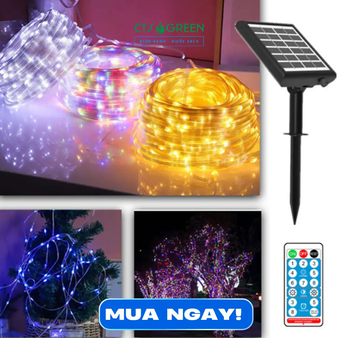Dây đèn LED hạt gạo năng lượng mặt trời sử dụng Remote 6334 Dây đèn LED hạt gạo năng lượng mặt trời sử dụng Remote