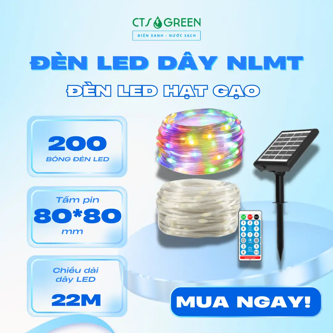 Dây đèn LED hạt gạo năng lượng mặt trời sử dụng Remote 6334 Dây đèn LED hạt gạo năng lượng mặt trời sử dụng Remote