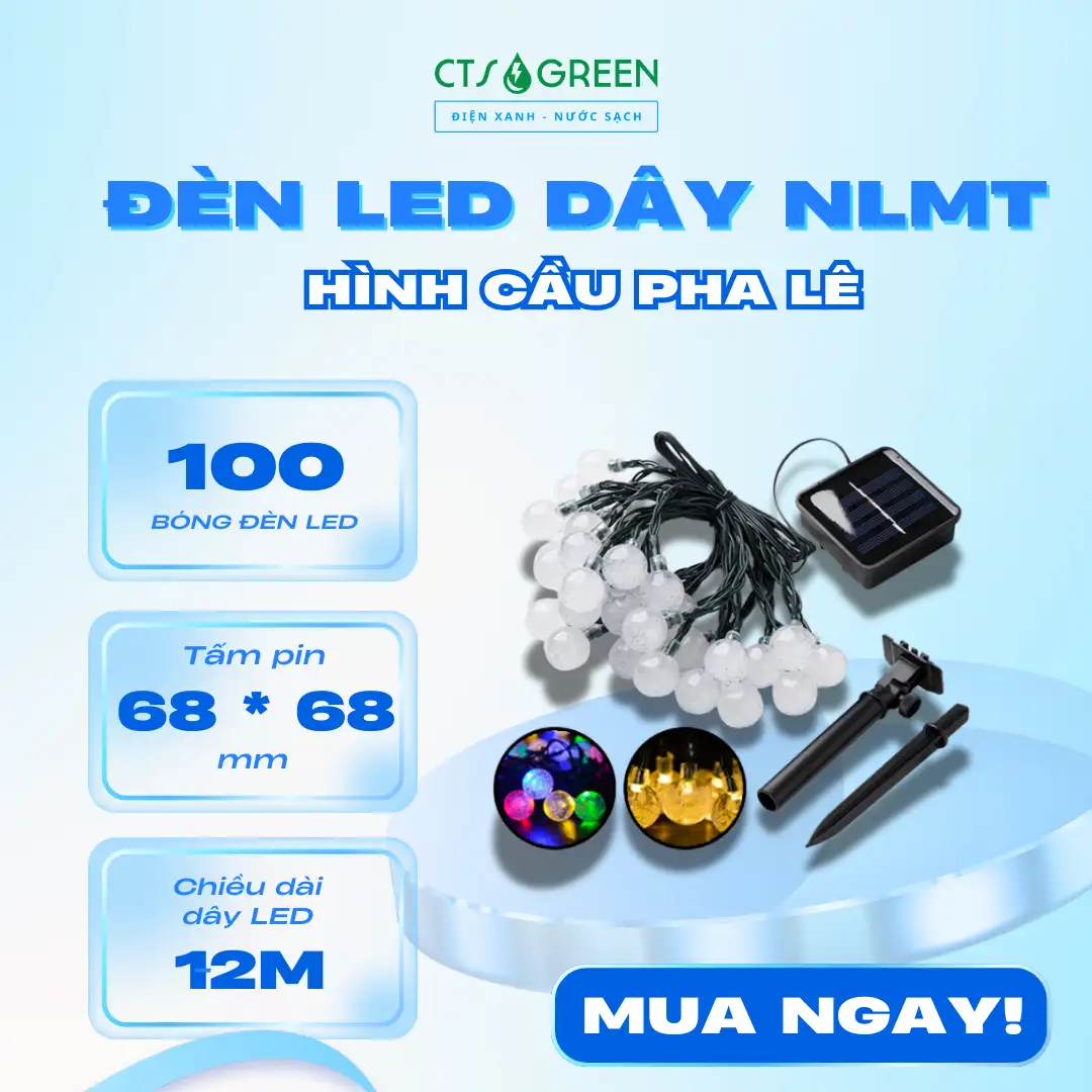 LED dây trang trí sân vườn hình cầu pha lê NLMT [LD04]