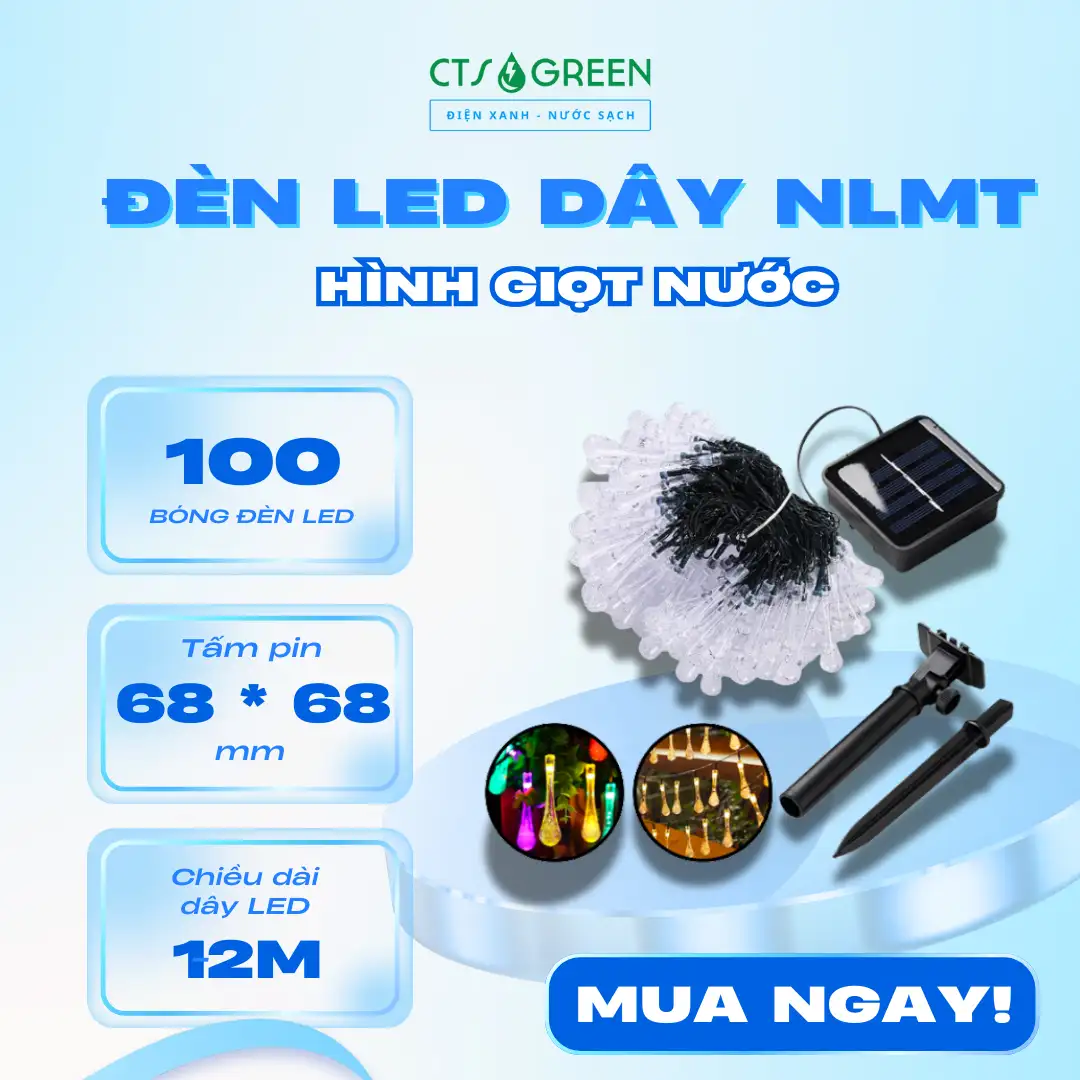 Dây LED năng lượng mặt trời hình giọt nước [LD05]