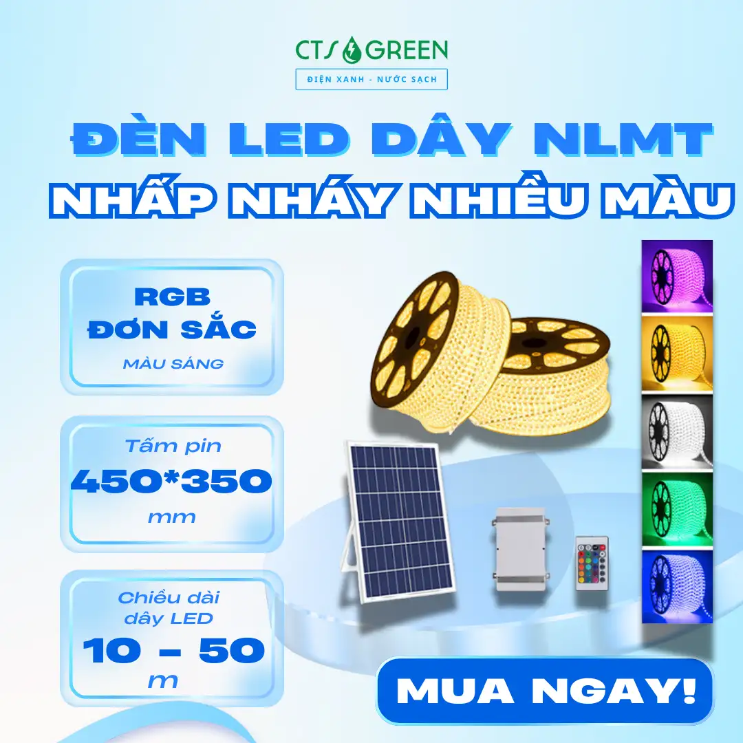 Đèn LED dây nhấp nháy nhiều màu năng lượng mặt trời 30m LD21-30RGB