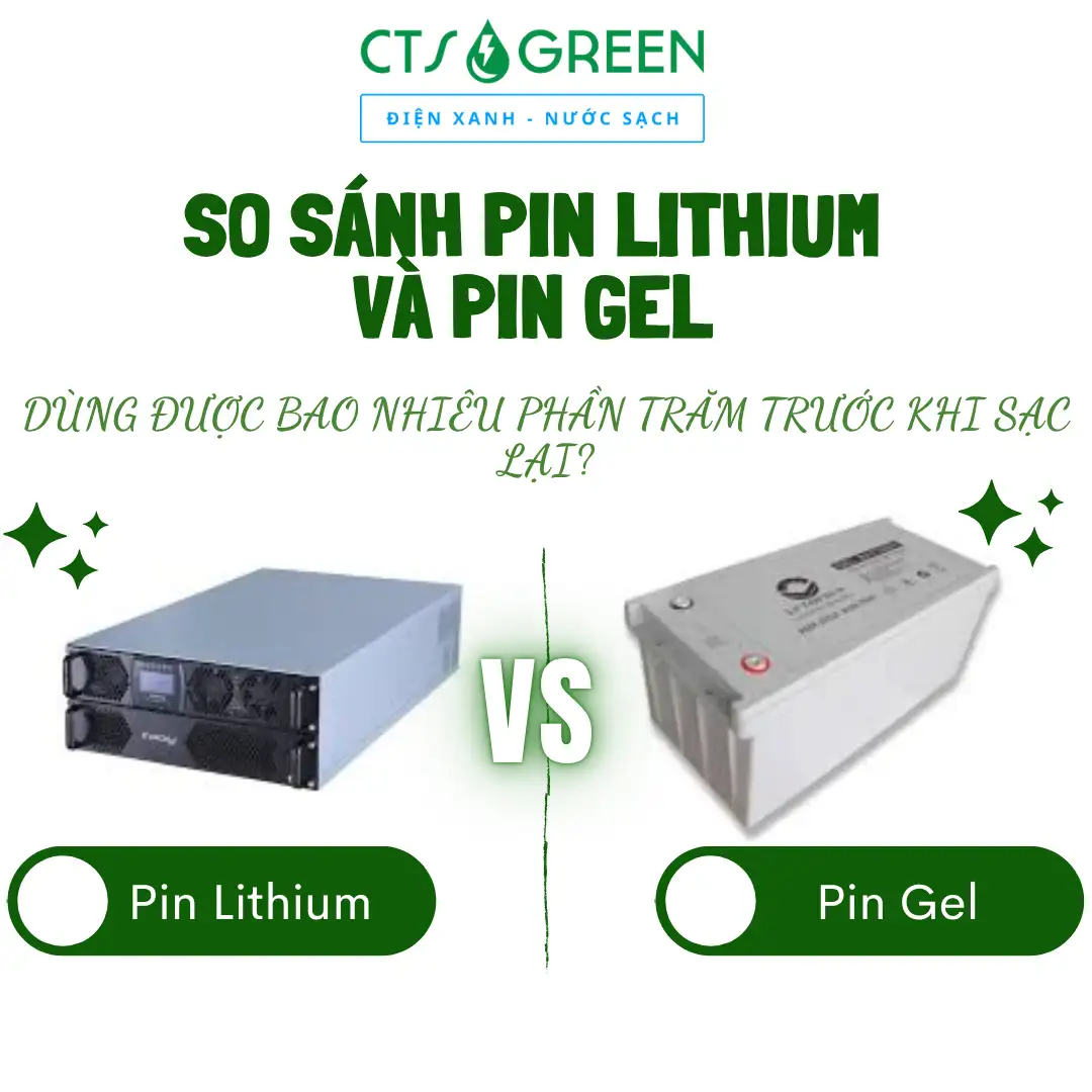 So sánh pin Lithium và pin Gel trong hệ thống điện năng lượng mặt trời TPHCM 7778 So sánh pin Lithium và pin Gel về độ sâu xả (DoD) Dùng được bao nhiêu phần trăm trước khi sạc lại?