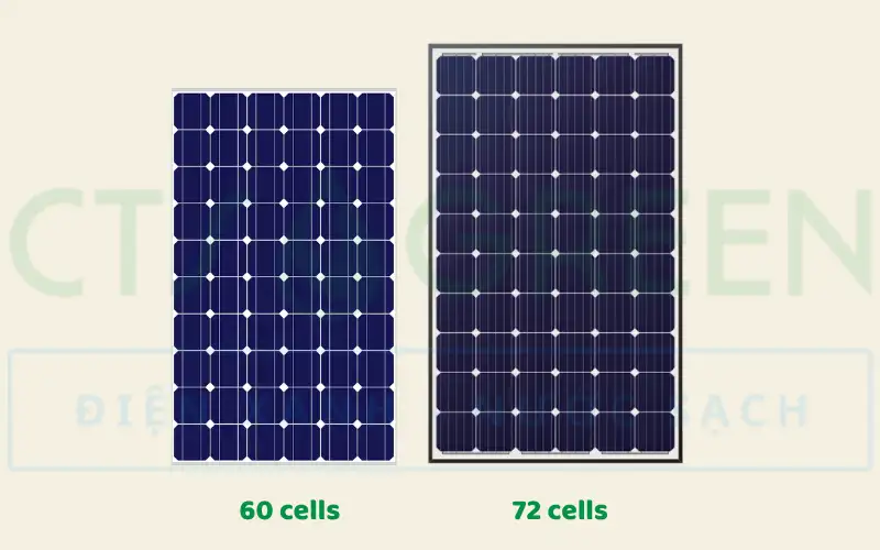 Chọn mua tấm pin năng lượng mặt trời với hai kích thước thông dụng là 60 cells và 72 cells