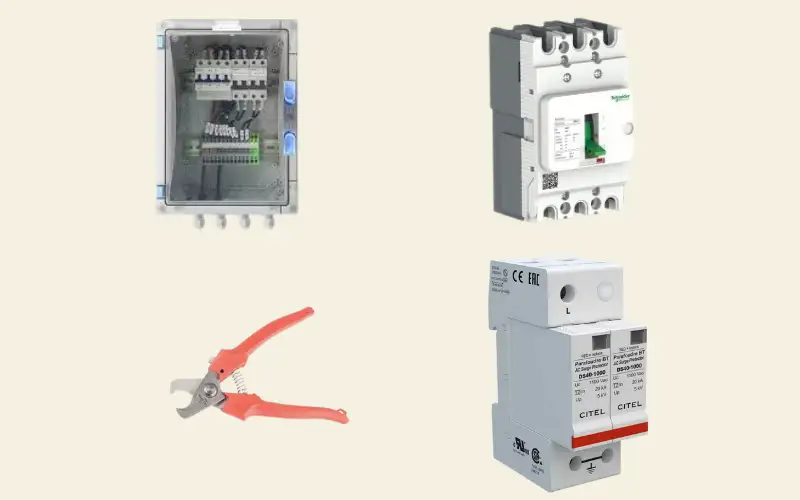 Phụ kiện lắp đặt pin năng lượng mặt trời giữ vai trò bảo vệ hệ thống điện trong các sự cố điện