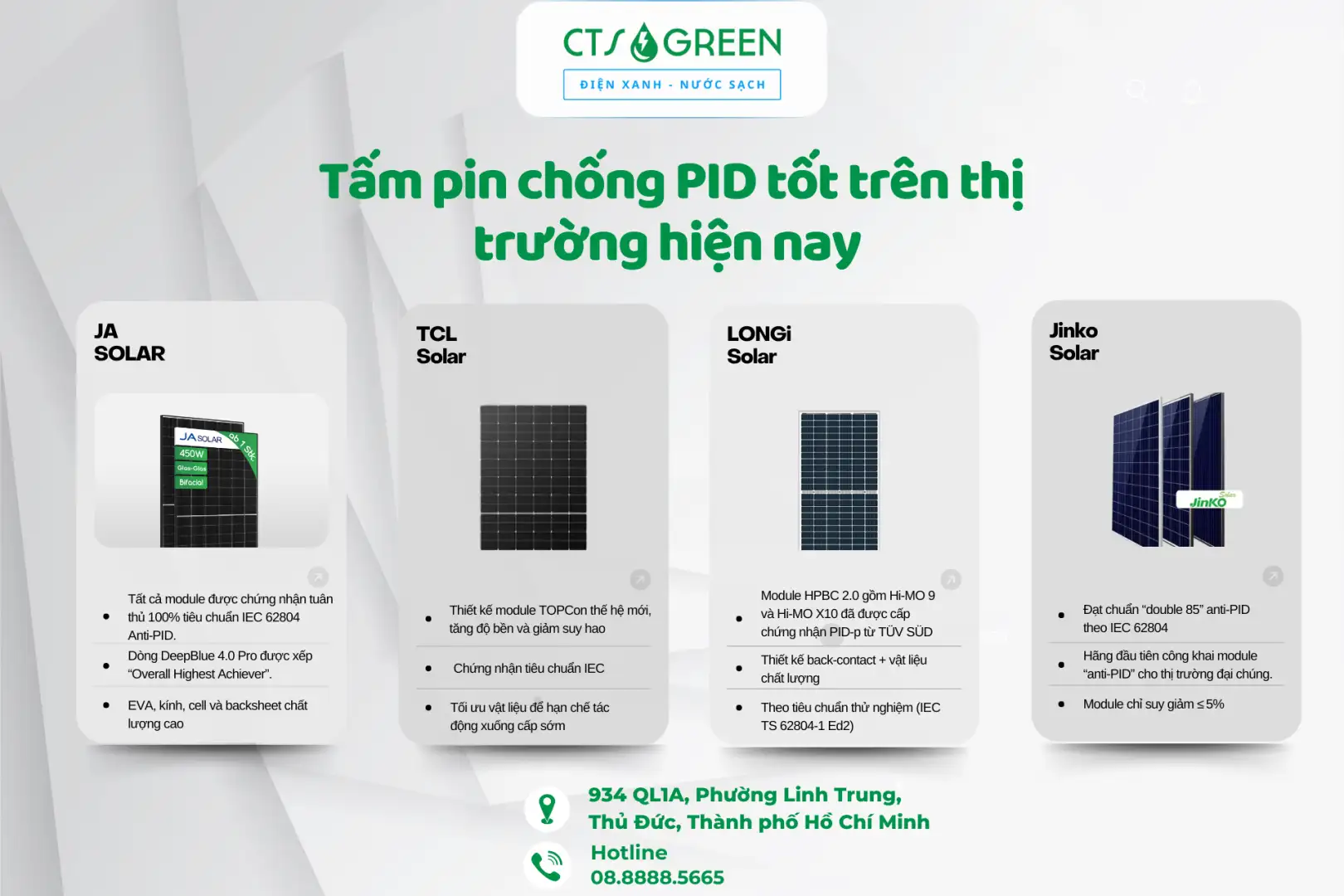 Những tấm pin chống PID tốt trên thị trường hiện nay