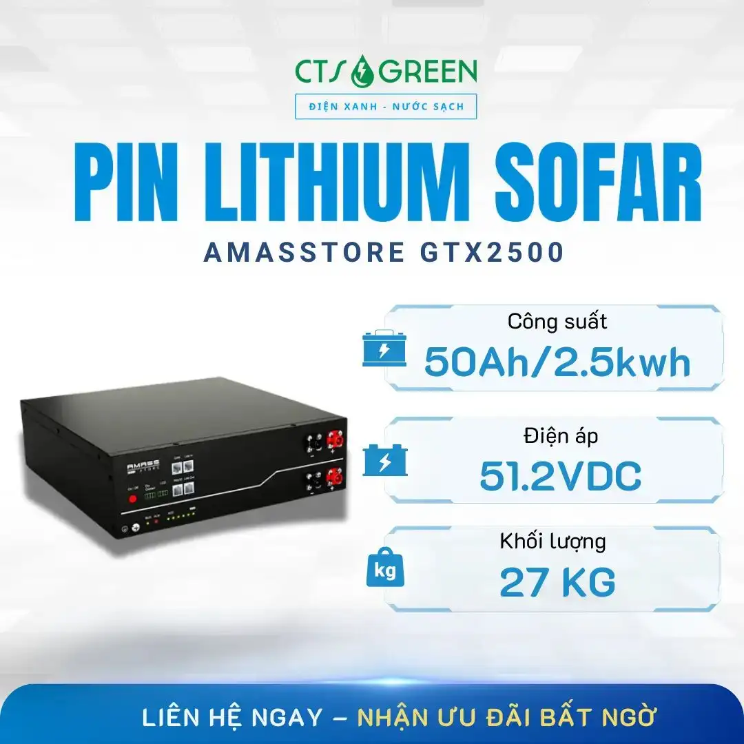 Pin Lithium Sofar GTX2500 cho hệ điện mặt trời
