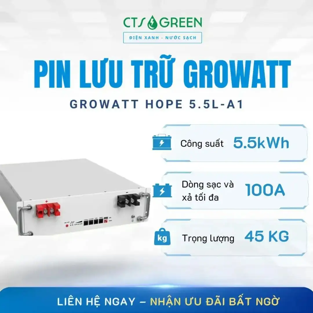 Hình ảnh Pin lưu trữ Growatt cho hệ điện mặt trời hybrid