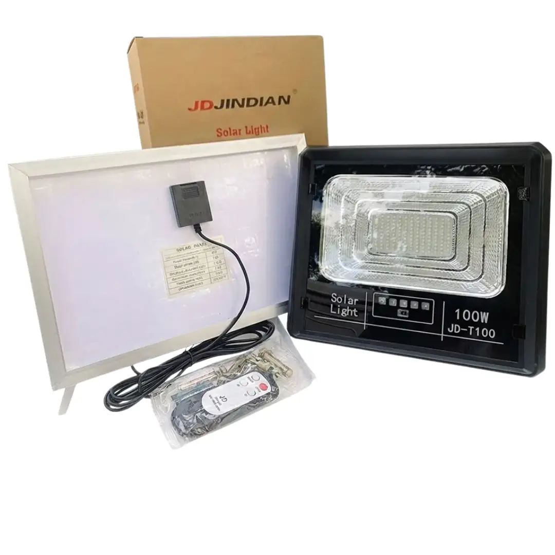 Đèn pha năng lượng mặt trời 100W JINDIAN JD-T100 8906 Bộ Đèn pha năng lượng mặt trời 100W JINDIAN JD-T100