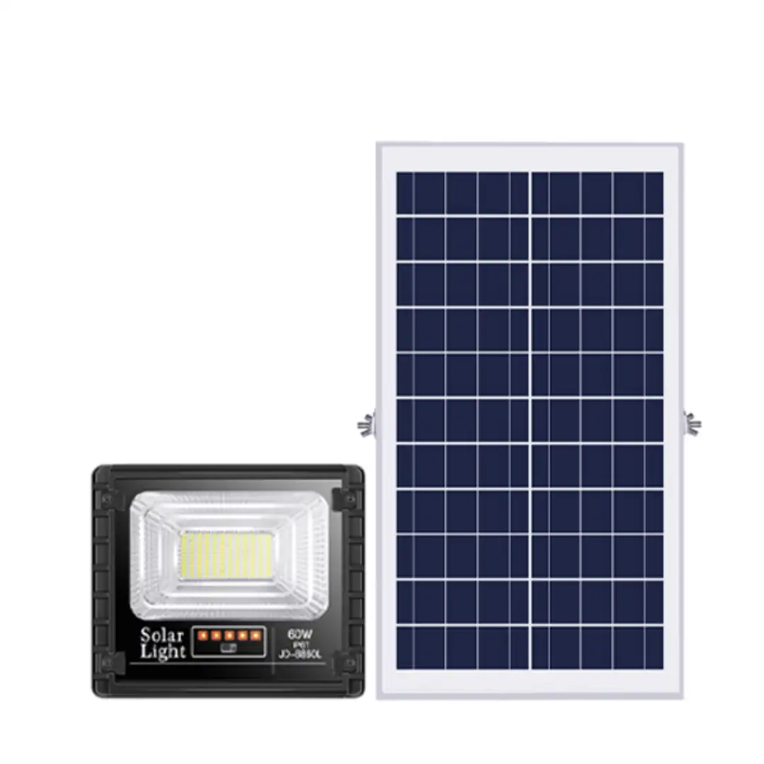 Đèn pha năng lượng mặt trời 60W JINDIAN JD-8860L 8913 Đèn pha năng lượng mặt trời 60W JINDIAN JD-8860L gồm đèn và tấm pin