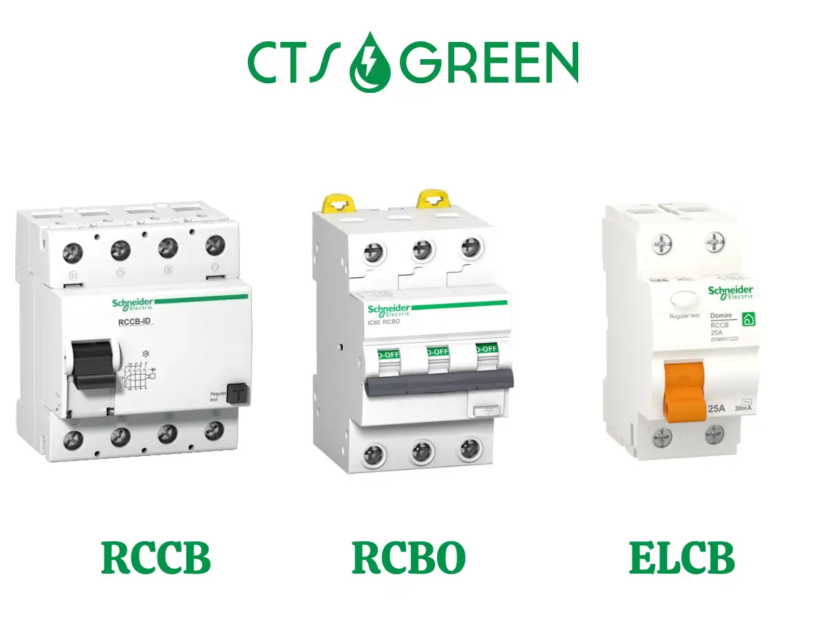 CP chống giật (Aptomat) là gì? Cách chọn CP chống giật chuẩn cho gia đình & điện mặt trời 8800 Trong thực tế sử dụng, CP chống giật thường xuất hiện dưới ba dạng chính: RCCB, RCBO, ELCB