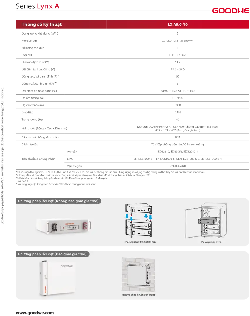 Thong so ki thuat chi tiet cua pin luu tru nang luong GoodWe 5kWh Low Voltage 9345 03/02/2026