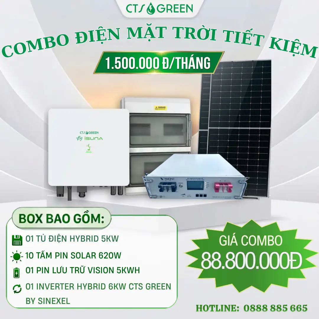 COMBO ĐIỆN MẶT TRỜI TIẾT KIỆM 1 TRIỆU 5/THÁNG